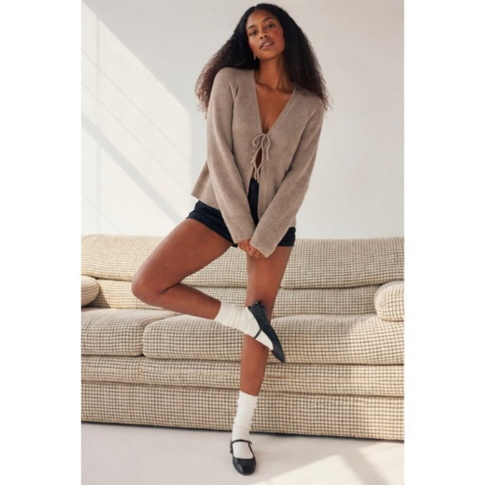 Abercrombie & Fitch Tie Cardigan Brown XXS
